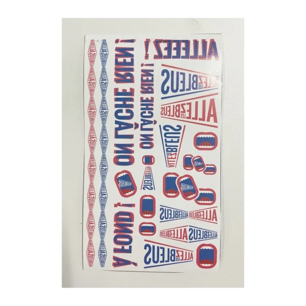 Planche de Tatouages Éphémères Allez les Bleus pour Supporters France – EURO 2024