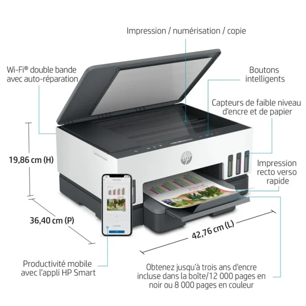 Imprimante multifonctions Jet d'Encre Smart Tank 7005 – HP