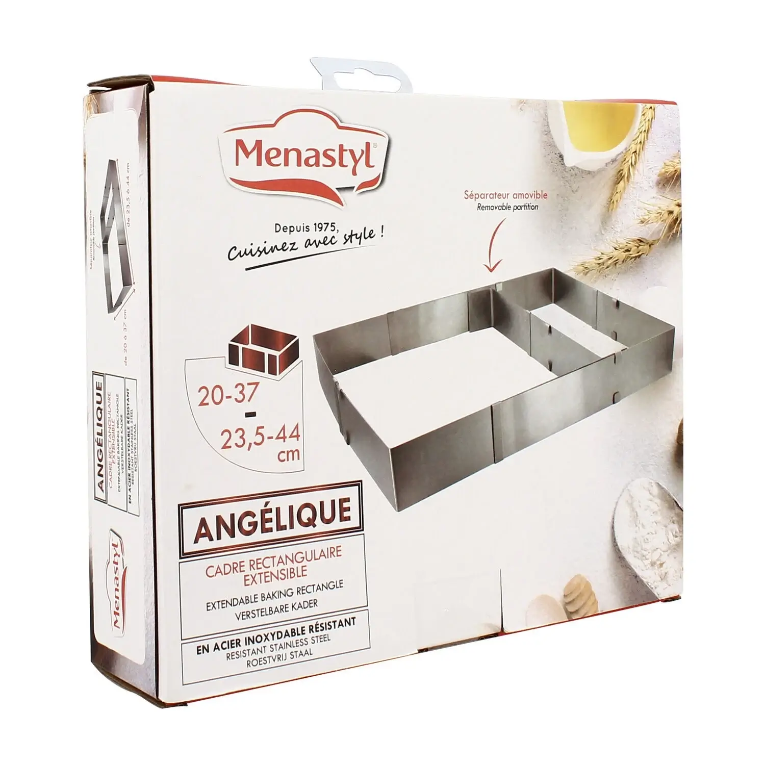 3256391003954 Moule Pâtisserie Extensible Rectangulaire en Acier Inoxydable 5x50 cm – MENASTYL – Image 1