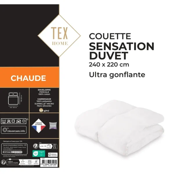 Couette Chaude Sensation Duvet Premium 240x220cm – TEX HOME