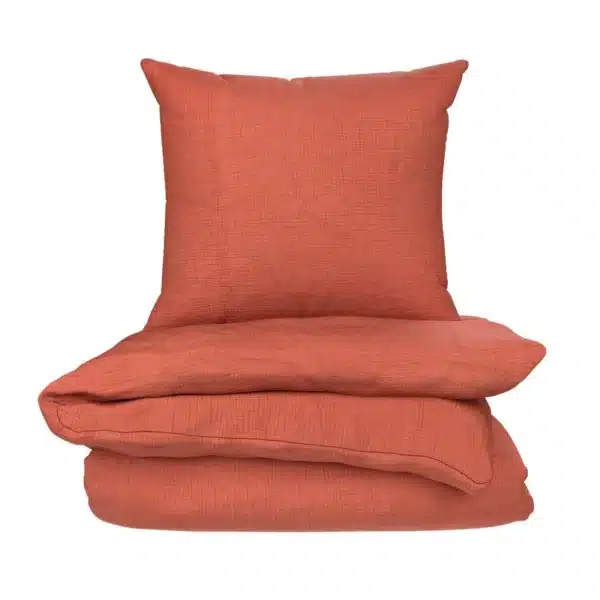 Parure de lit Sofia Gaze de Coton Terracotta 200x200 cm Housse + 2 Taies 65x65 cm – TEX HOME