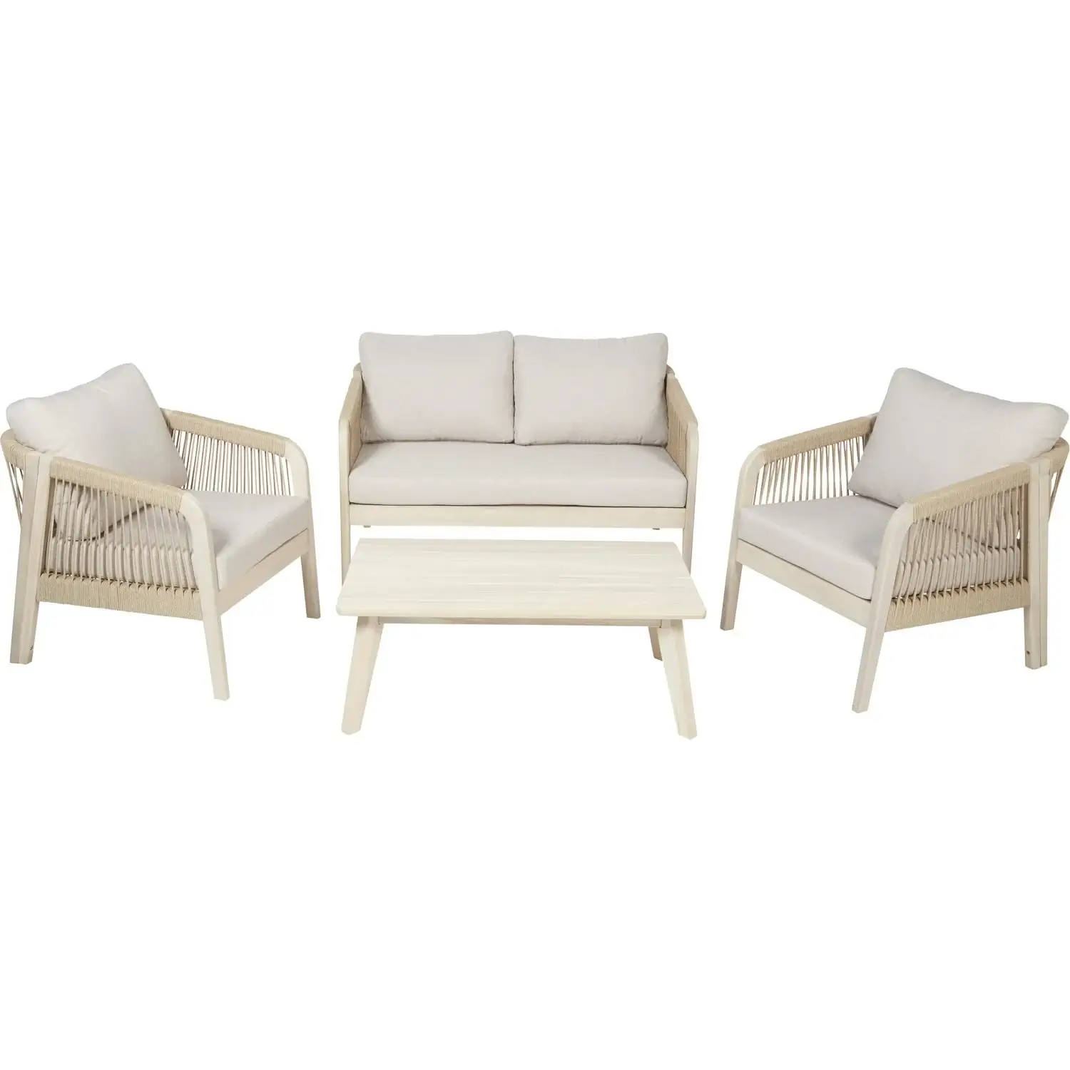 3616958731025 Salon de Jardin Bas Corfu 4 pièces en Bois Beige Clair – HYBA – Image 1
