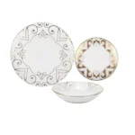 Service Vaisselle 12 pièces à Motif Doré – Générique