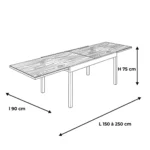 Table de jardin Palma aluminium extensible 150-250cm beige – HYBA – Image 4