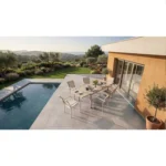Table de jardin Palma aluminium extensible 150-250cm beige – HYBA – Image 6