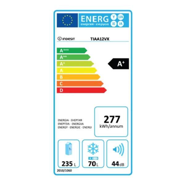 Réfrigérateur combiné TIAA12VSI1 318 L silver inox - INDESIT