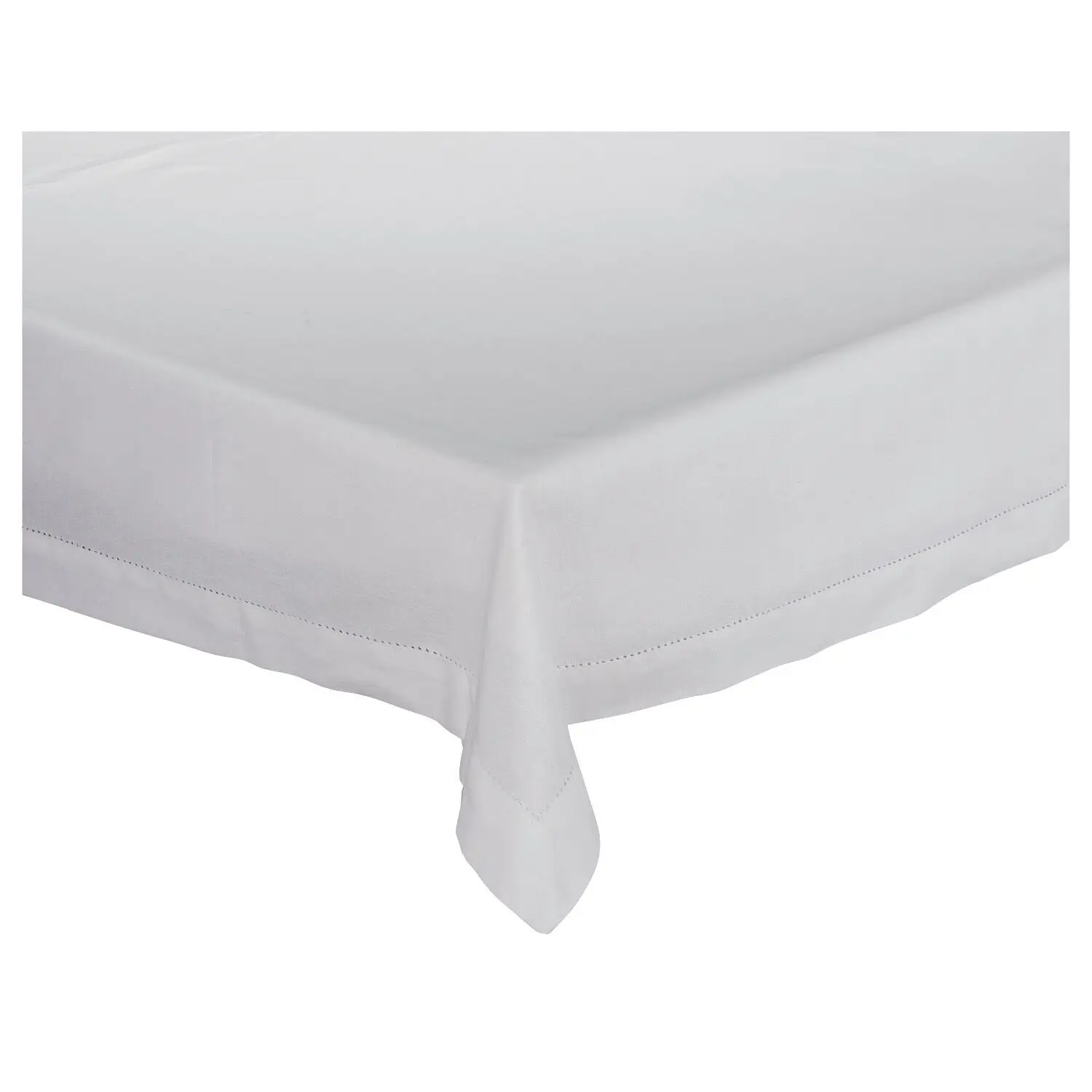 3616181024185-1 Nappe Rectangulaire Blanche 100% Coton Bio 150x250 cm - Chambray 6/8 Personnes – TEX – Image 1