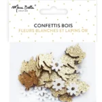 Confettis Décoratifs Bois Lapin & Fleurs - Lot de 24 – Générique