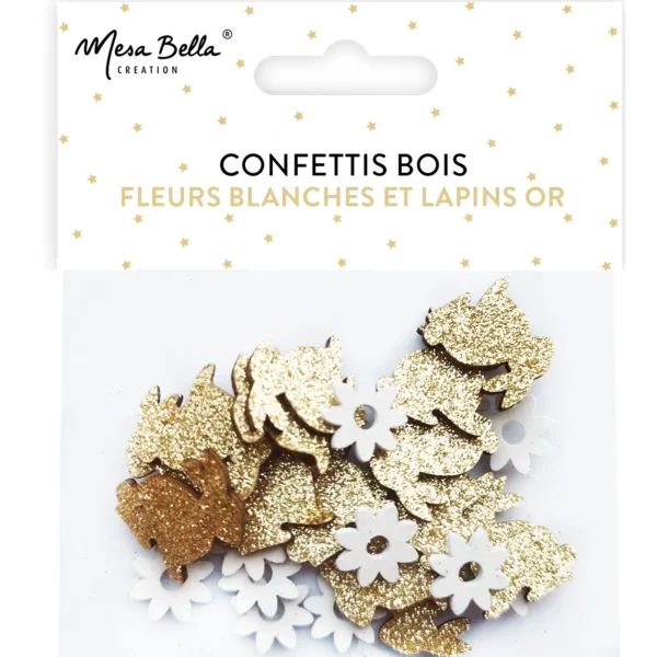 Confettis Décoratifs Bois Lapin & Fleurs - Lot de 24 – Générique