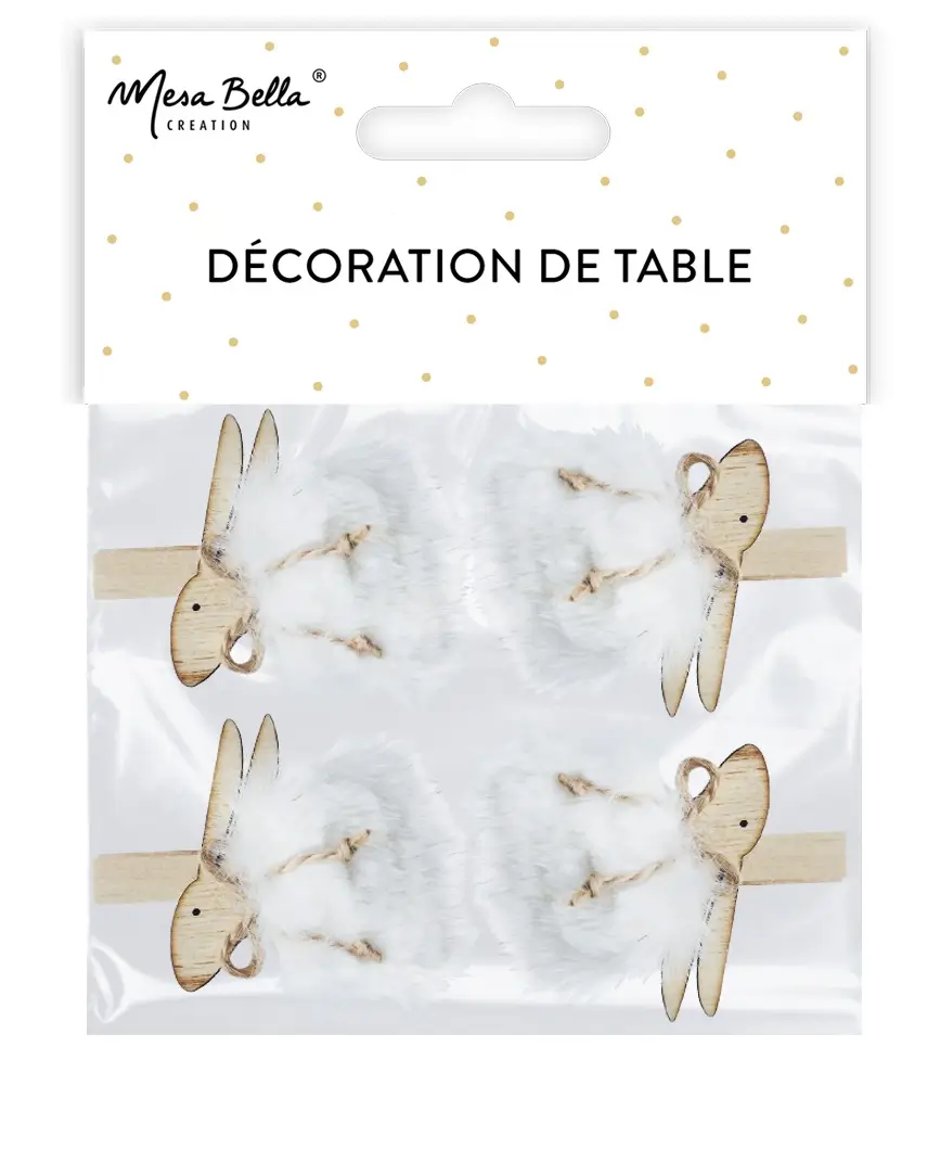 3701168963226 Pinces Décoratives en Bois Motif Lapin Fourrure - Lot de 4 – Générique – Image 1