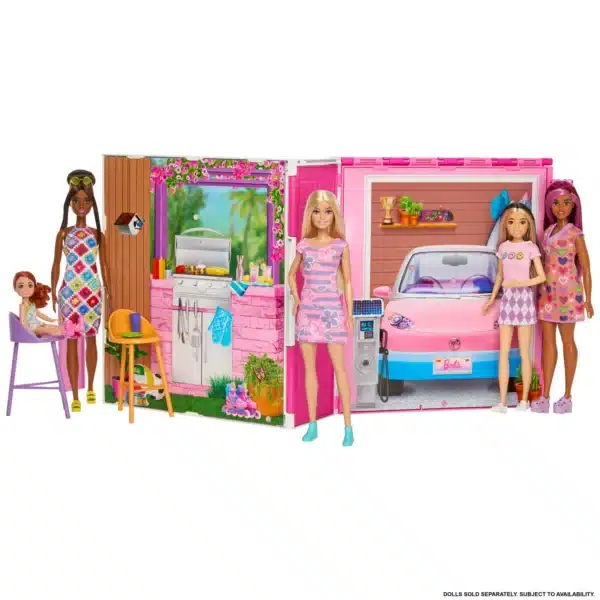 Maison de Poupée Barbie Maison de Vacances Pliable avec Poupée et Accessoires – MATTEL