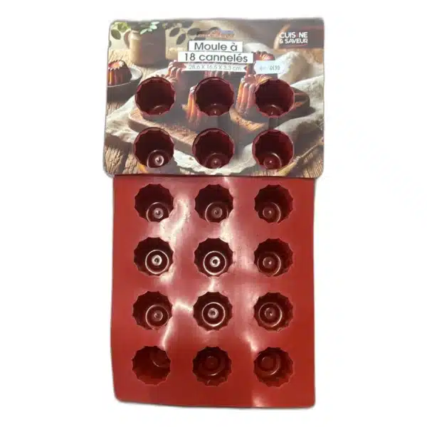 Moule à 18 cannelés en silicone - Cuisine & Saveur, 28,6 x 16,5 cm