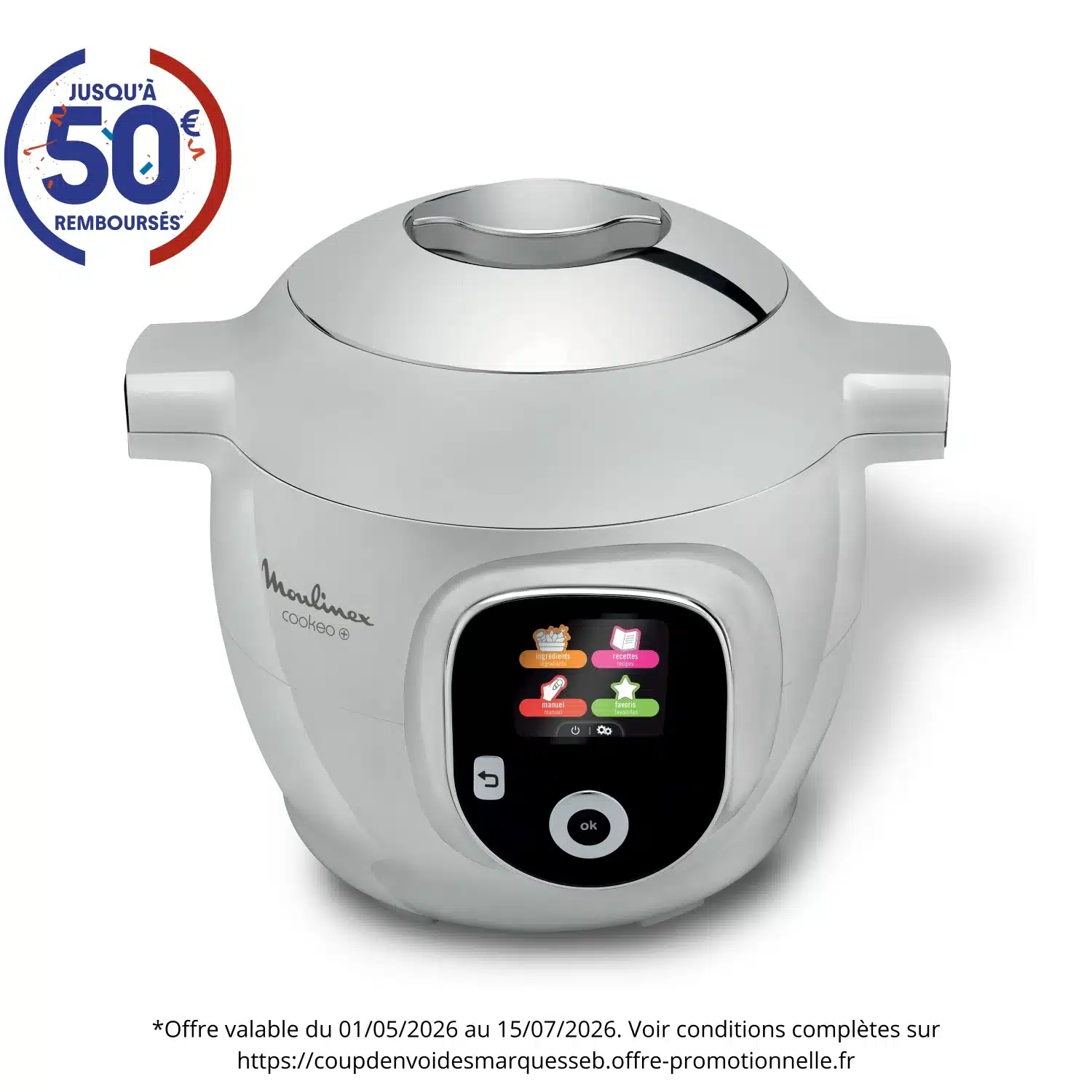 3045387250454 Multicuiseur haute pression Cookeo+ CE854B10 6 L 1600 W Gris - MOULINEX – Image 1