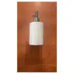 Distributeur de savon en céramique blanche avec pompe inox