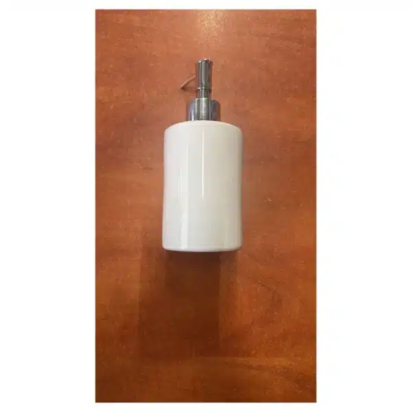 Distributeur de savon en céramique blanche avec pompe inox