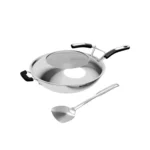 Set poêle wok 32cm avec couvercle et spatule en inox – TEFAL