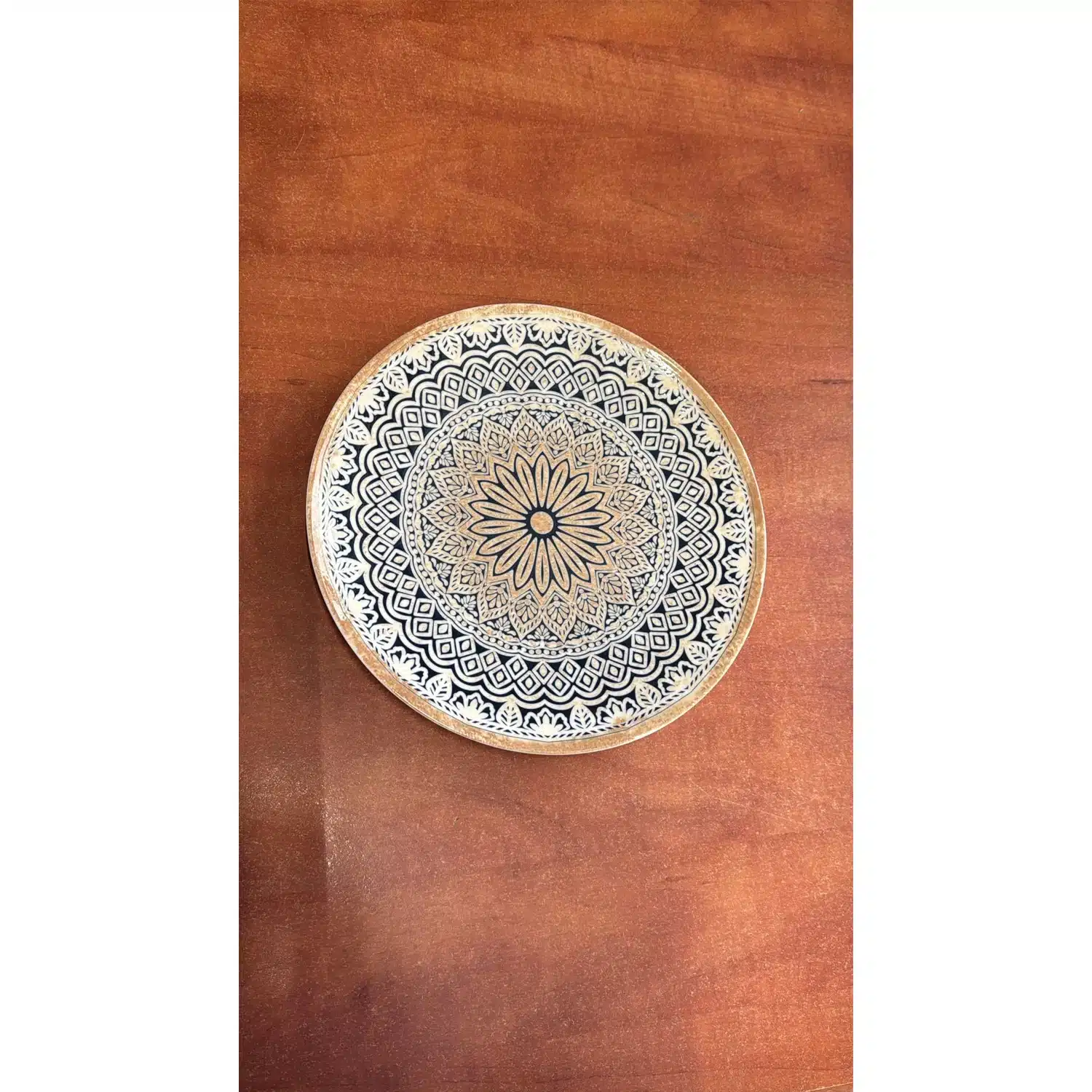 3256391027950-r1 Assiette plate Byzance 27 cm en grès décor mandala bleu et doré - Carrefour – Image 1