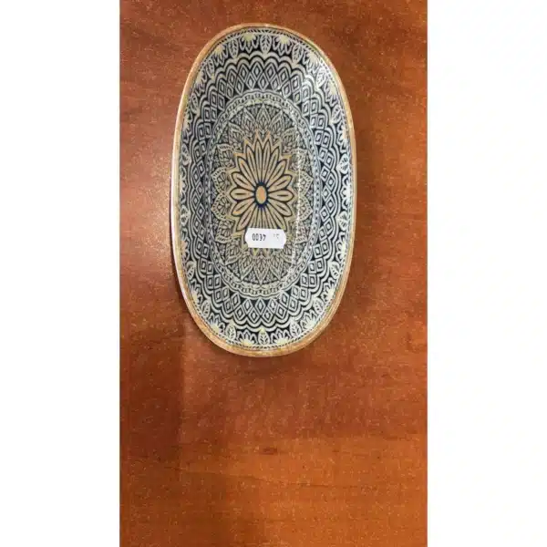 Assiette ovale Byzance en grès décor mandala 18,5 x 10 cm - Carrefour