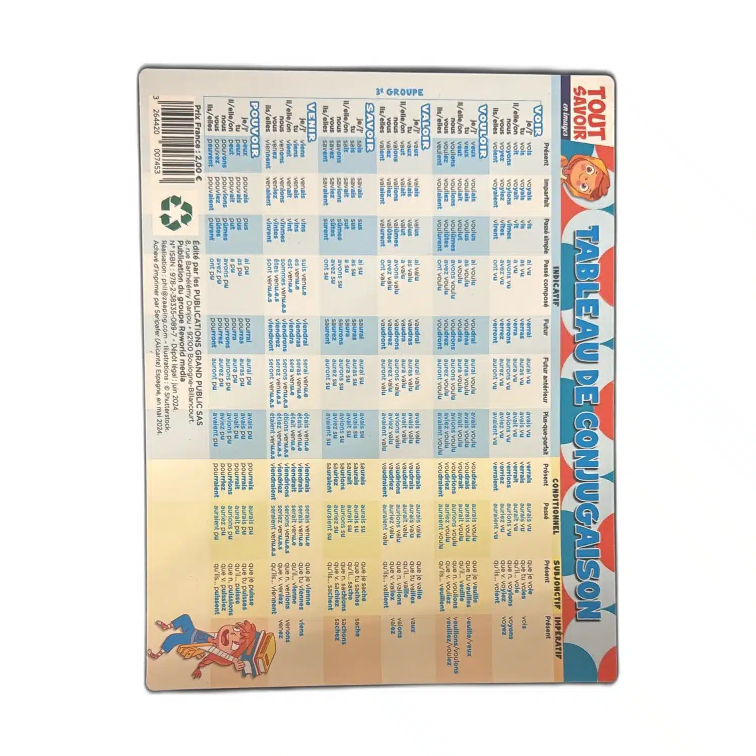 3264420007453 Poster Éducatif Tableau de Conjugaison - Mémo plastifié Tout Savoir – Image 1
