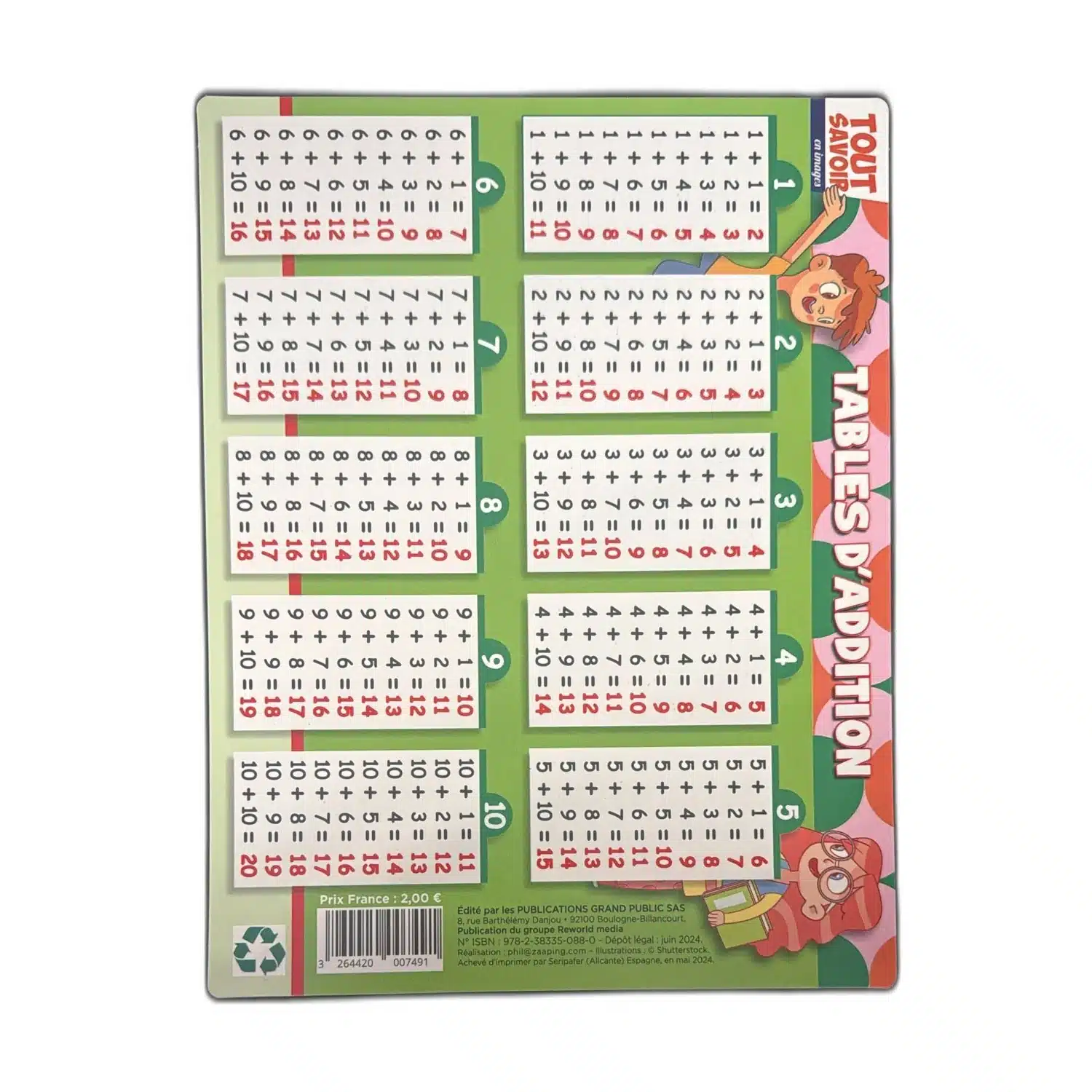 3264420007491 Poster Éducatif Tables d'Addition - Mémo plastifié Tout Savoir – Image 1