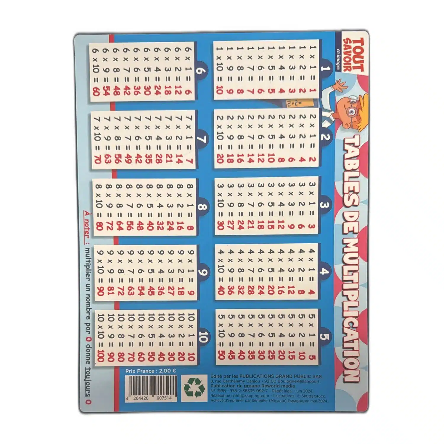 3264420007514 Poster éducatif Tables de Multiplication - Tout Savoir en images - Cogite – Image 1