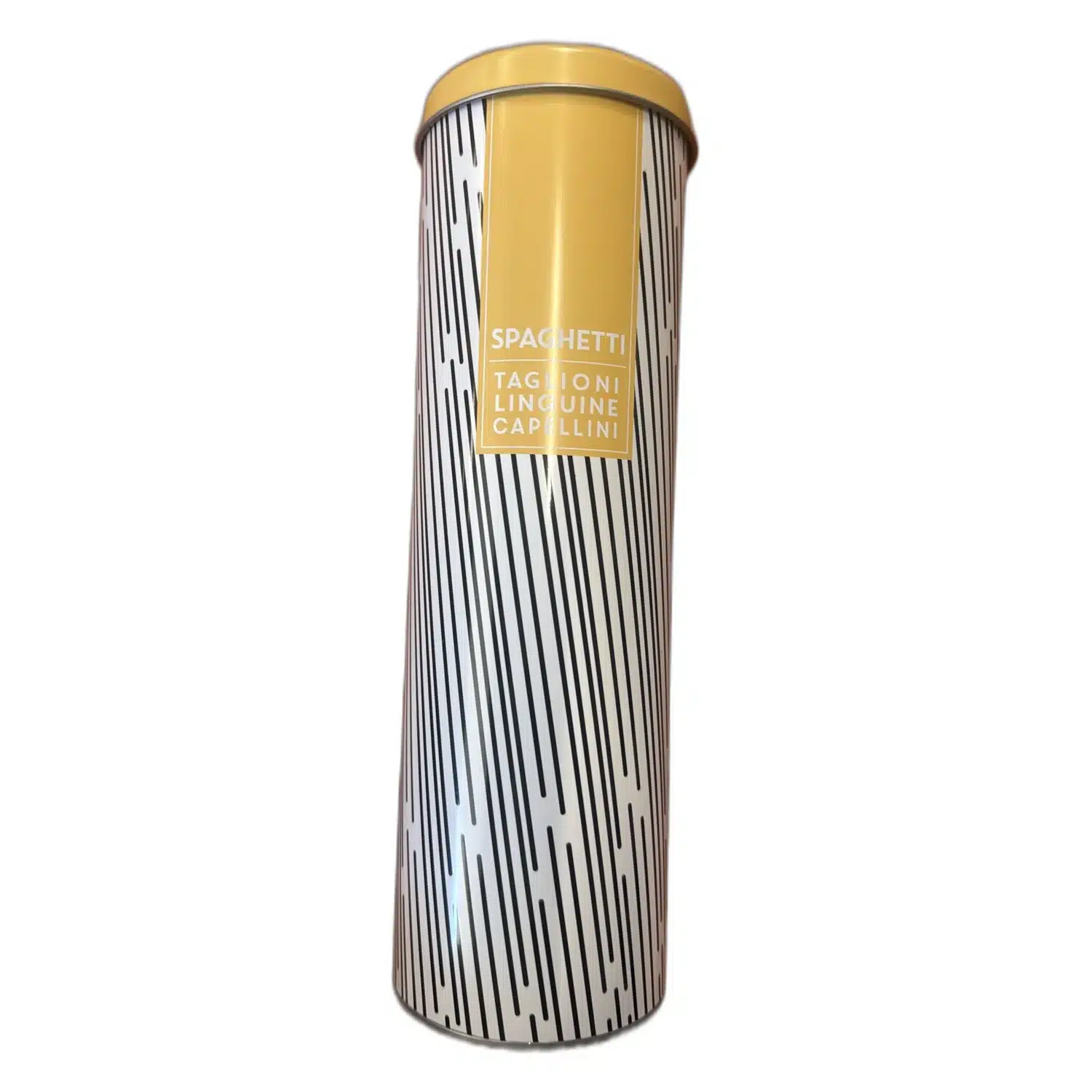 3367305293368 Boîte à spaghetti métal rayée jaune et blanc - Pot de conservation pâtes – Image 1