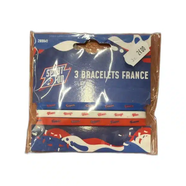 3 Bracelets France en silicone - Sport Fun - bleu blanc rouge