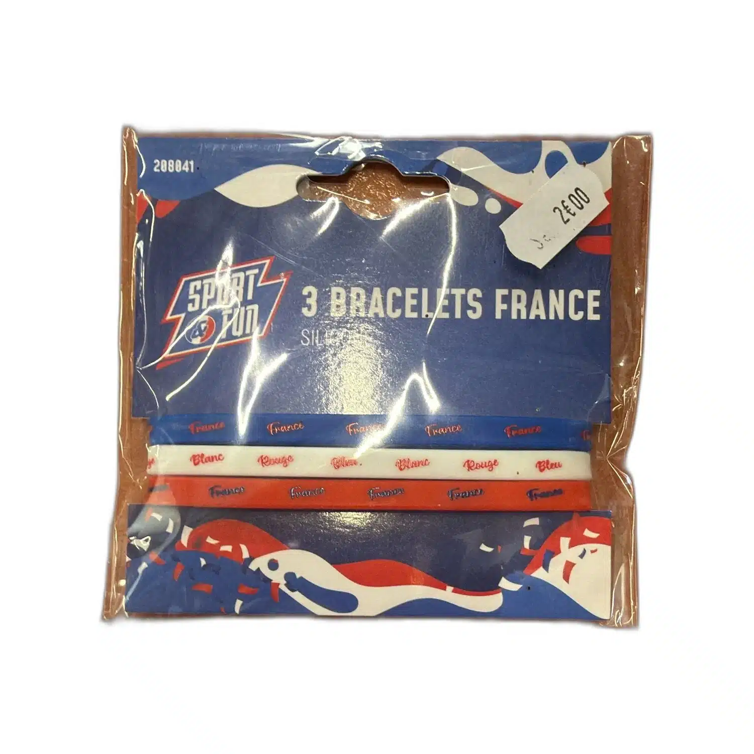 3450652080412 3 Bracelets France en silicone - Sport Fun - bleu blanc rouge – Image 1