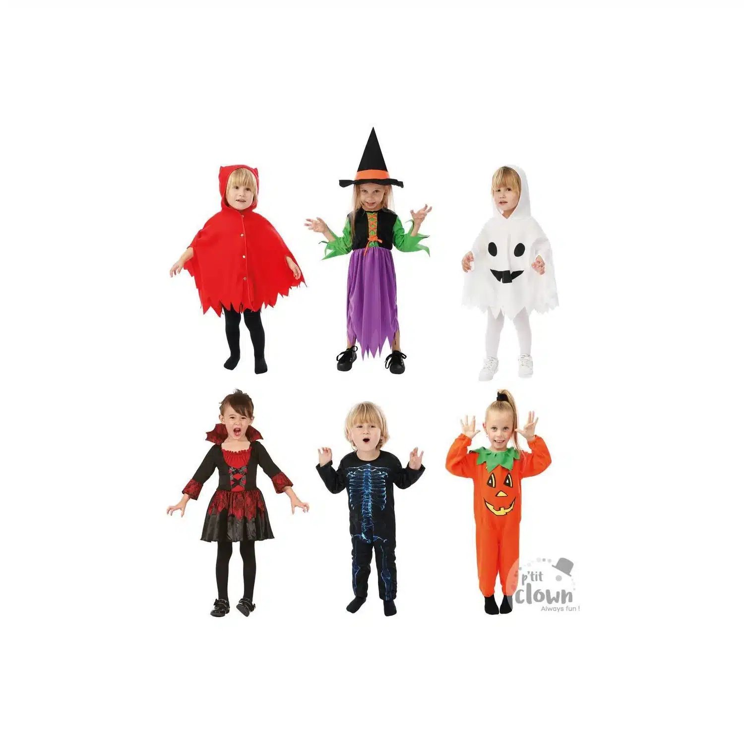 3523160235435 Déguisement Halloween assorti - Costume taille Petit – P'tit Clown – Image 1