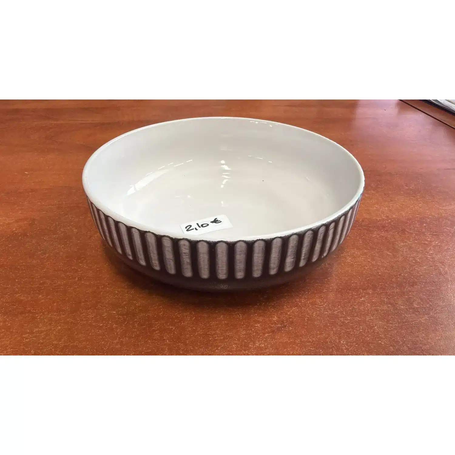 3534542162867-r1 Assiette creuse Basil en grès strié 20 cm - Carrefour – Image 1