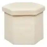 Pouf pliant Jaiko en bouclette 40x38cm blanc ivoire ATMOSPHERA