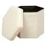 Pouf pliant Jaiko en bouclette 40x38cm blanc ivoire ATMOSPHERA – Image 2