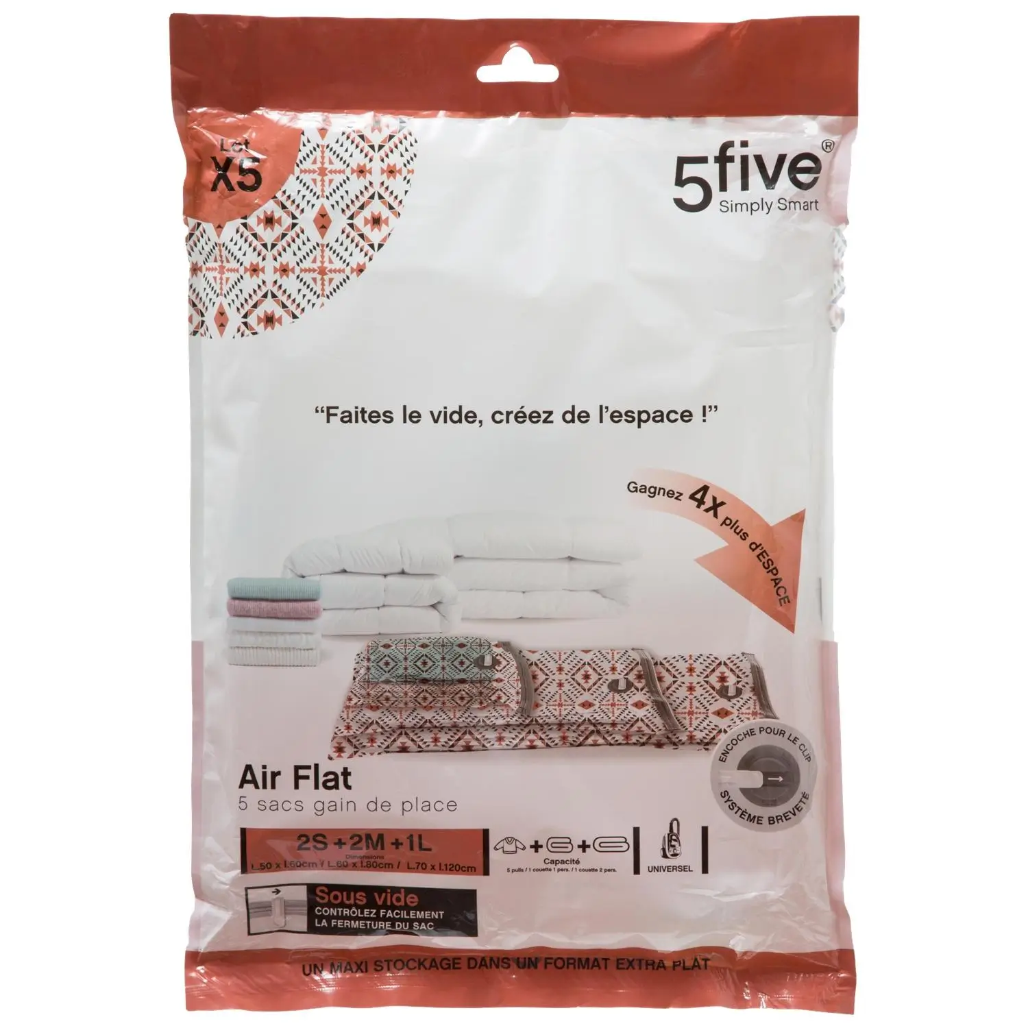 3560239712237 Lot de 5 Sacs de Compression pour Rangement et Voyage – Générique – Image 1