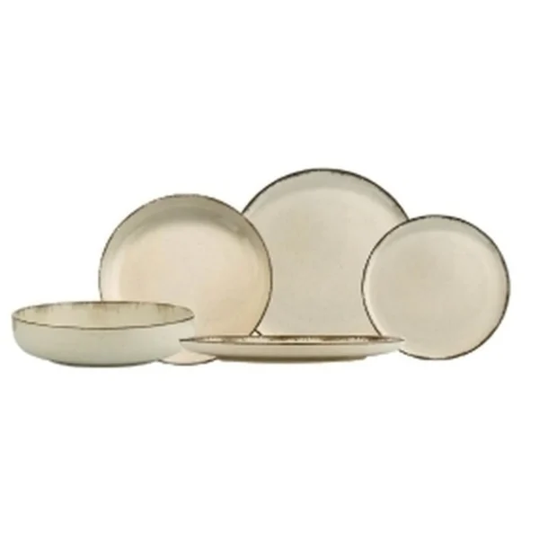 Service à vaisselle beige en grès