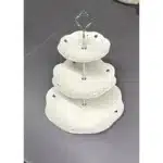 Présentoir à gâteaux 3 étages en céramique blanche festonnée Ø28 cm - Carrefour