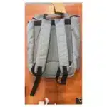 Sac à dos loisir bi-matière gris chiné et simili-cuir caramel – Image 3