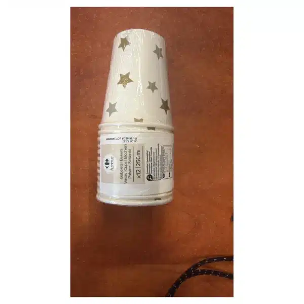 Lot de 12 gobelets en carton motif étoiles dorées - 250 ml - Carrefour Home
