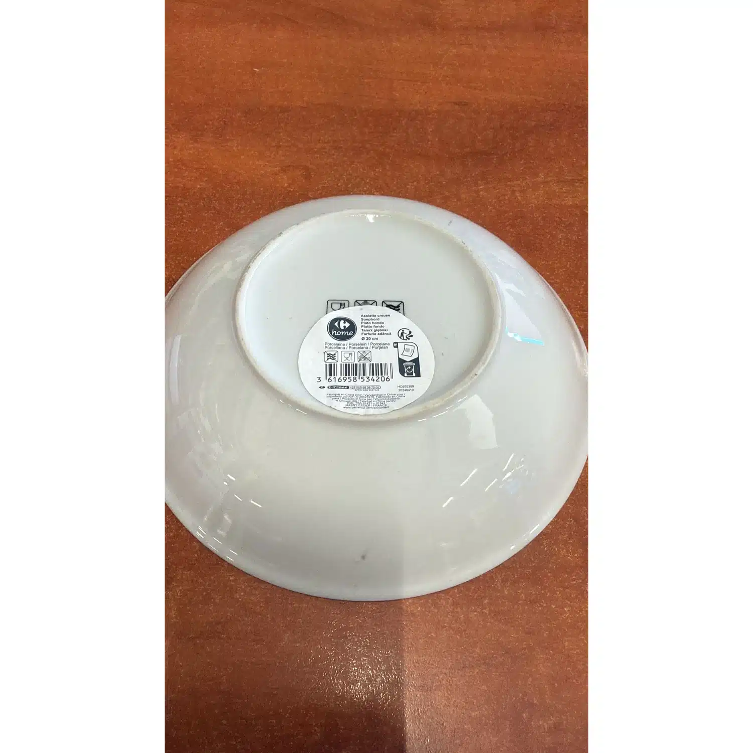 3616958534206-r1 Assiette creuse en porcelaine liseré doré Ø 20 cm - Carrefour – Image 1
