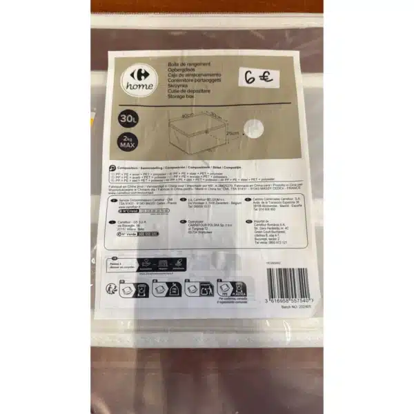 Boîte de rangement plastique transparente 30 L - Carrefour Home