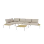 Salon de jardin bas Portofino Canapé d'angle Aluminium Beige 6 pièces – HYBA