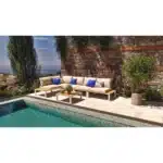 Salon de jardin bas Portofino Canapé d'angle Aluminium Beige 6 pièces – HYBA – Image 2