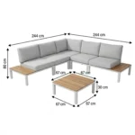 Salon de jardin bas Portofino Canapé d'angle Aluminium Beige 6 pièces – HYBA – Image 4