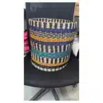 Panier en jonc de mer Carrefour Home Ø35 cm - Cache-pot tressé multicolore fait main