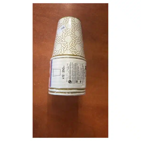 Gobelets en carton motif oriental doré - Lot de 12, 250 ml