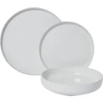 Service à Vaisselle 12 pièces Blanc en Grès CARREFOUR HOME
