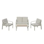 Salon de Jardin Bas Palma 4 places en aluminium beige – HYBA