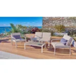 Salon de Jardin Bas Palma 4 places en aluminium beige – HYBA – Image 2