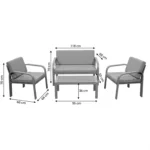 Salon de Jardin Bas Palma 4 places en aluminium beige – HYBA – Image 3