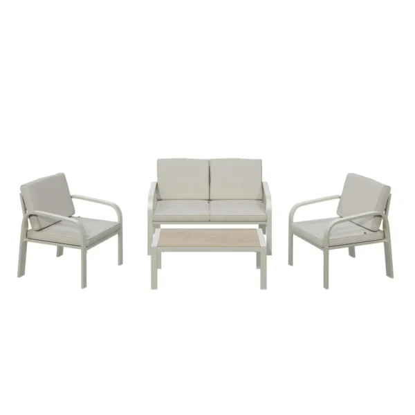 Salon de Jardin Bas Palma 4 places en aluminium beige – HYBA