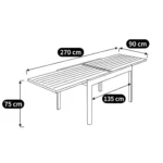 Table de jardin Sydney aluminium extensible 135-270cm gris – HYBA – Image 4
